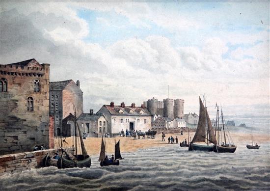 William Gawin Herdman (1805-1882), ink & watercolour, Old Custom House and Castle, Liverpool